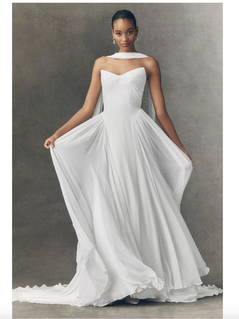 Jenny Yoo Shiloh Strapless Chiffon Wedding Gown